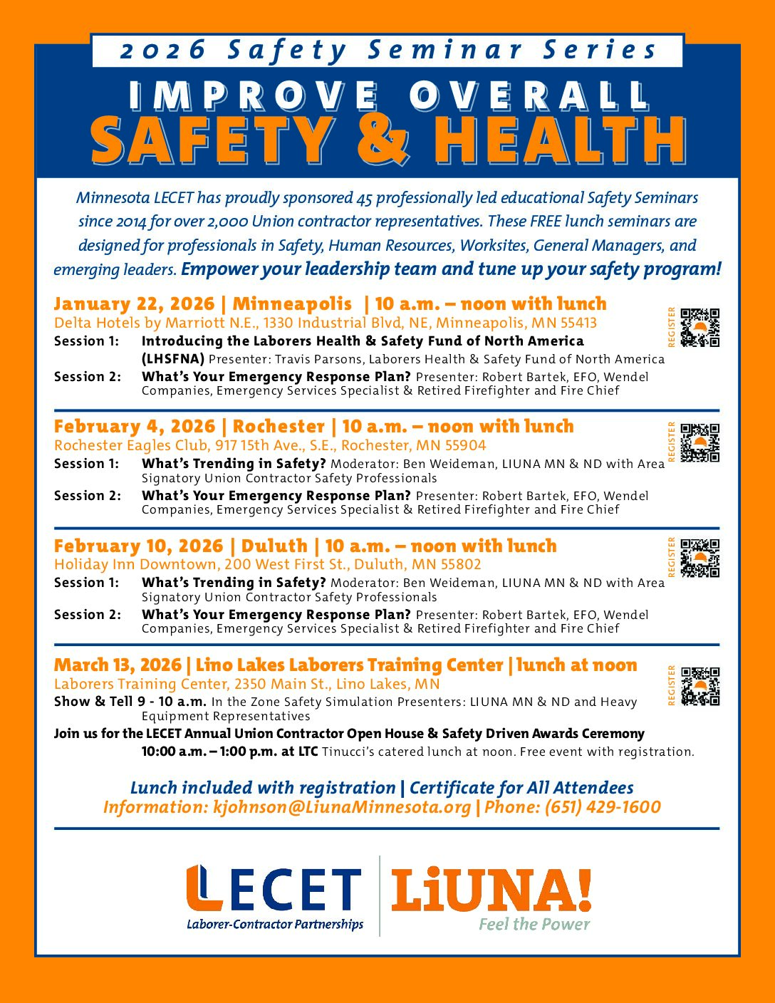 LECET SAFETY SEMINARS ANNOUNCED FOR 2026